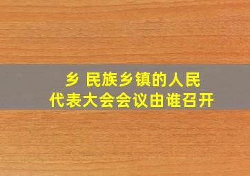 乡 民族乡镇的人民代表大会会议由谁召开